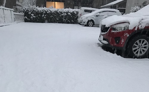 雪が積もった車と地面